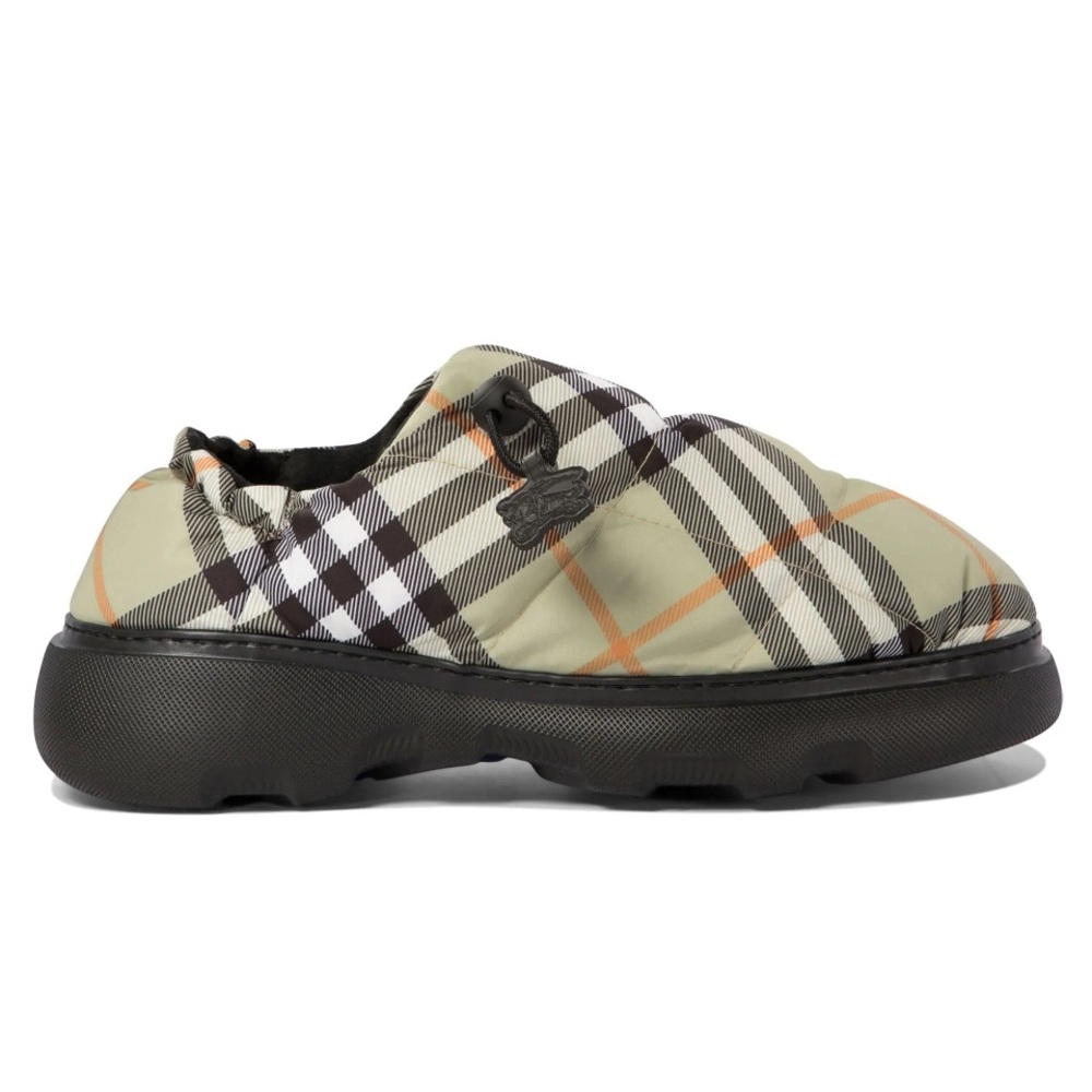 Burberry Plaid Mules in Black and Cream